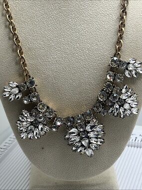 J. Crew Gold-Tone Clear Crystal Cluster Necklace